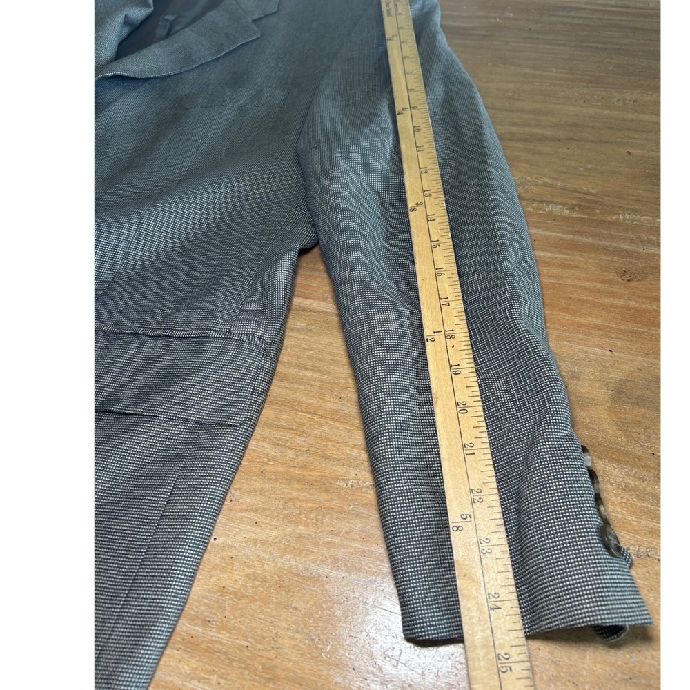 Vintage Chaps Ralph Lauren Mens 46R Silk Wool Blazer Grey Houndstooth Sport Coat - Picture 9 of 10